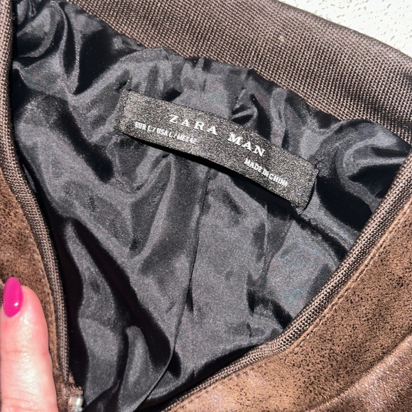 Zara Man Brown Suede Bomber Jacket - Picture 2 of 4